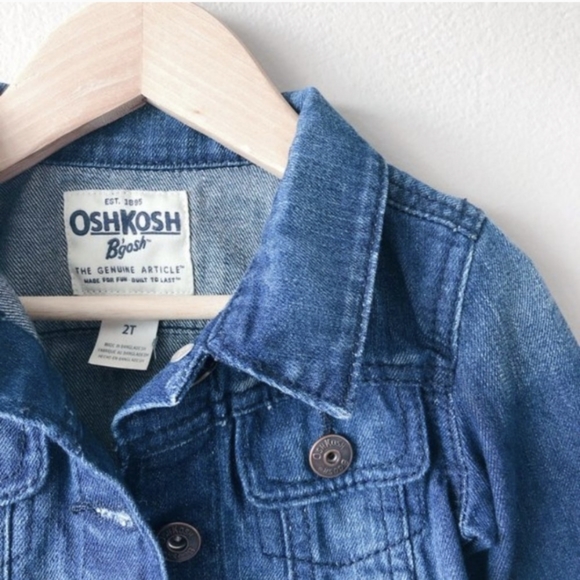 4/$15 OSHKOSH Classic dark wash denim baby jean jacket 2T 24m unisex - Picture 2 of 11